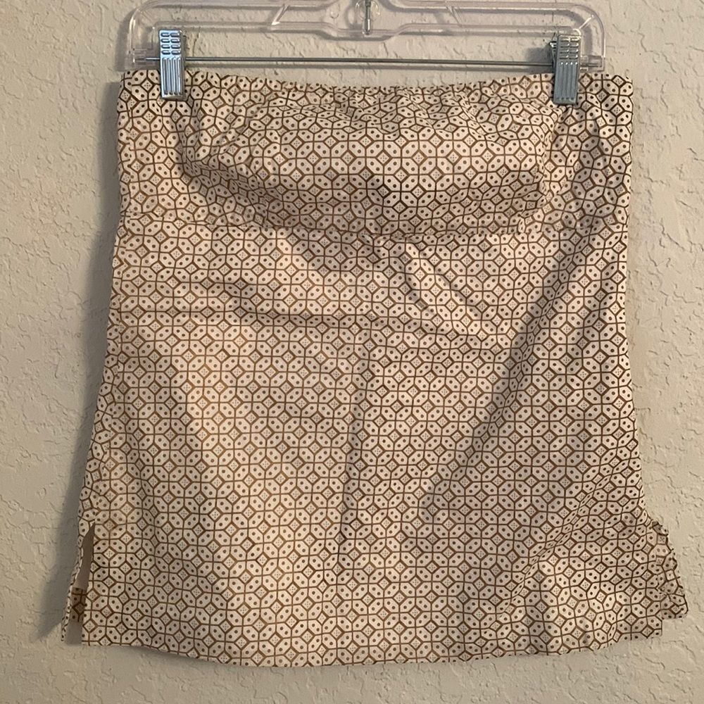 J. Crew Cream and Brown Patterned Top